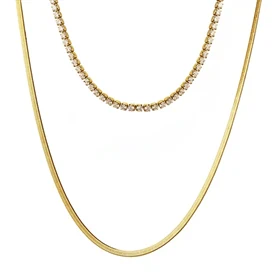 GIANNA TENNIS & SNAKE CHAIN CHOKER NECKLACE 0251