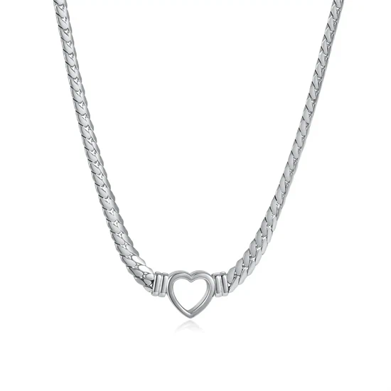 SABRINA SILVER HEART CHOKER 0233